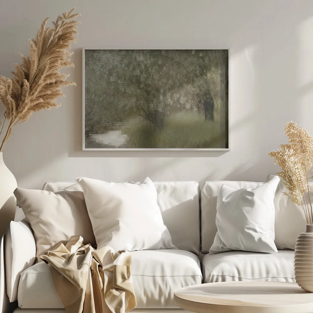 At the Riverbank by Nel Talen - Stretched Canvas, Poster or Fine Art Print