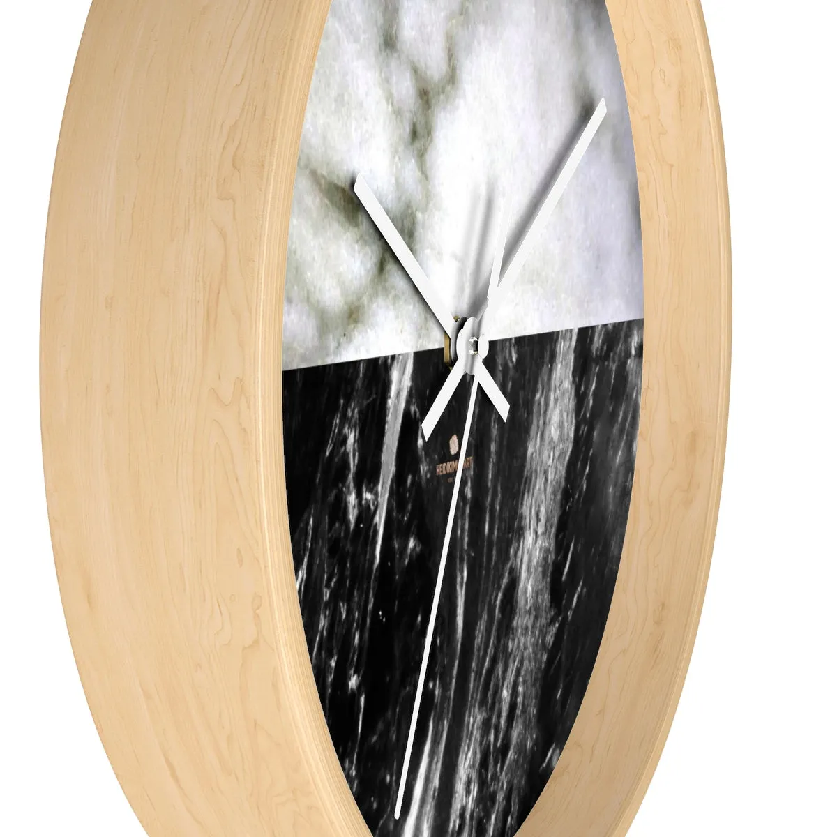 Black & White Marble Print Wall Clock, Modern Large Indoor 10" dia. Clock-Made in USA
