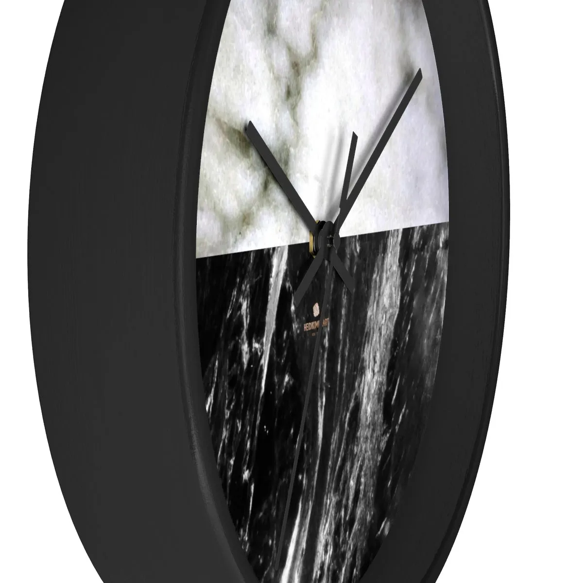 Black & White Marble Print Wall Clock, Modern Large Indoor 10" dia. Clock-Made in USA
