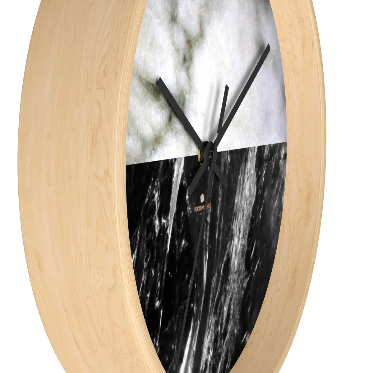 Black & White Marble Print Wall Clock, Modern Large Indoor 10" dia. Clock-Made in USA