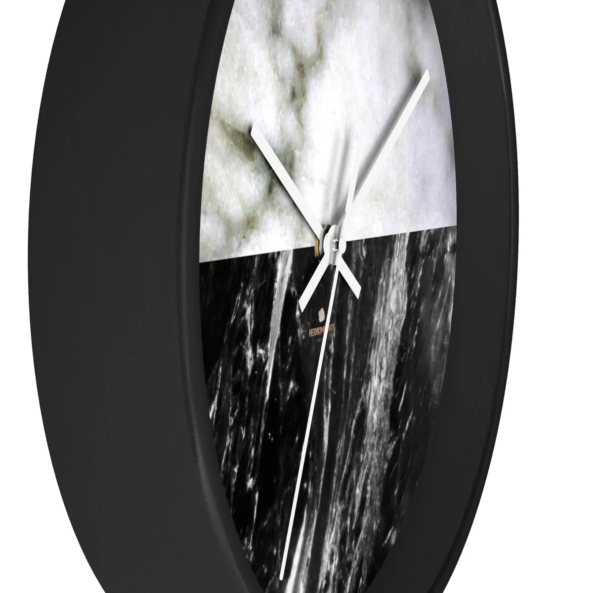 Black & White Marble Print Wall Clock, Modern Large Indoor 10" dia. Clock-Made in USA