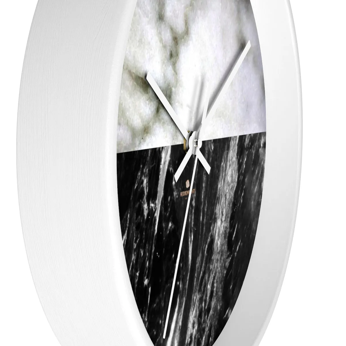 Black & White Marble Print Wall Clock, Modern Large Indoor 10" dia. Clock-Made in USA