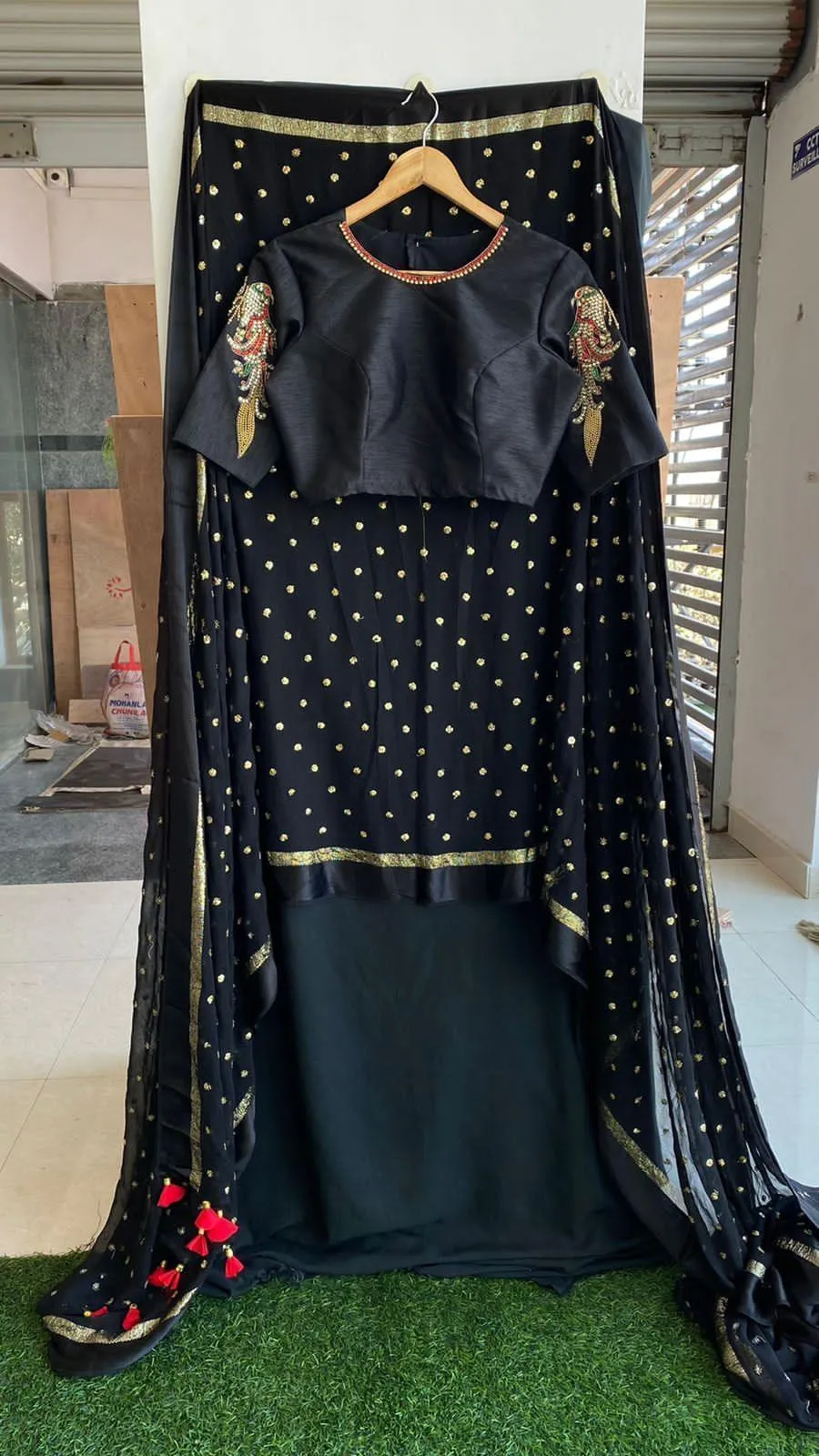 Black Bird heavy design hand worked blouse