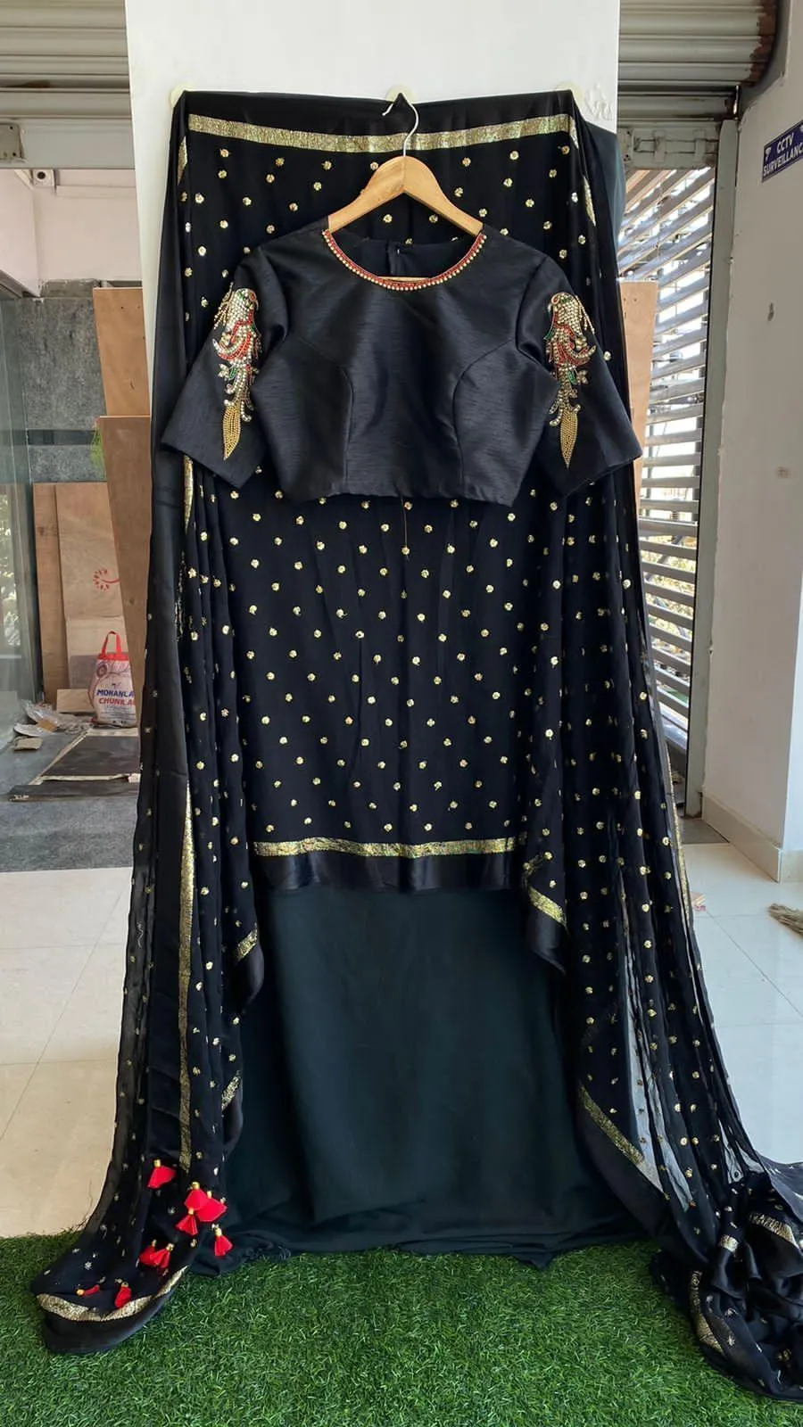 Black Bird heavy design hand worked blouse