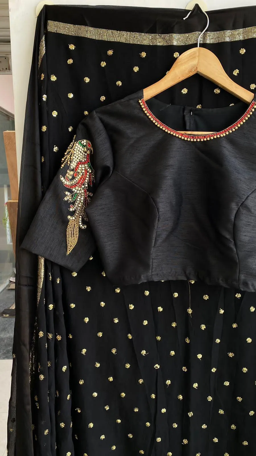 Black Bird heavy design hand worked blouse