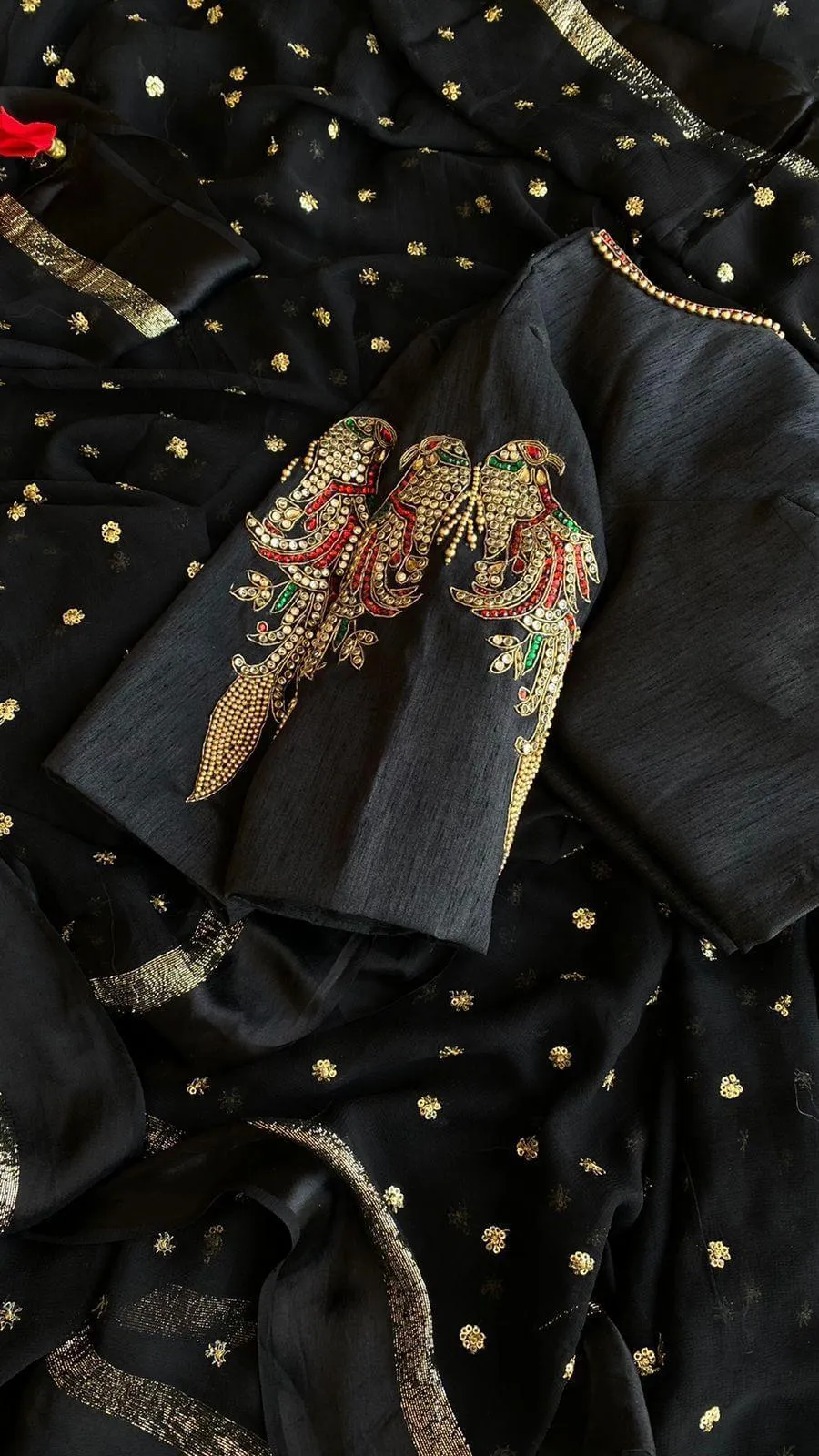 Black Bird heavy design hand worked blouse