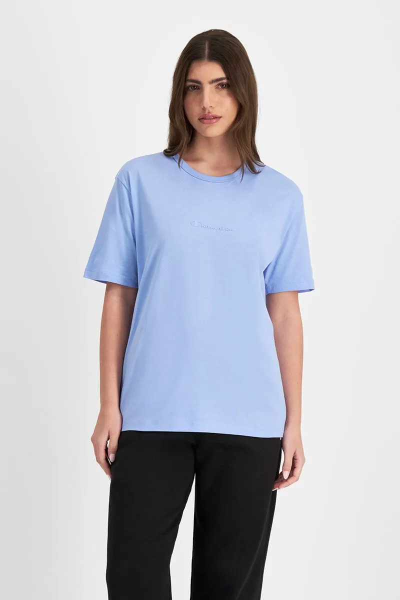 CHAMPION WOMEN'S SCRIPT TONAL BLUE TEE