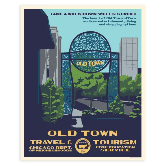 Chicago Neighborhood WPA-Style Tourism 16" x 20" Poster