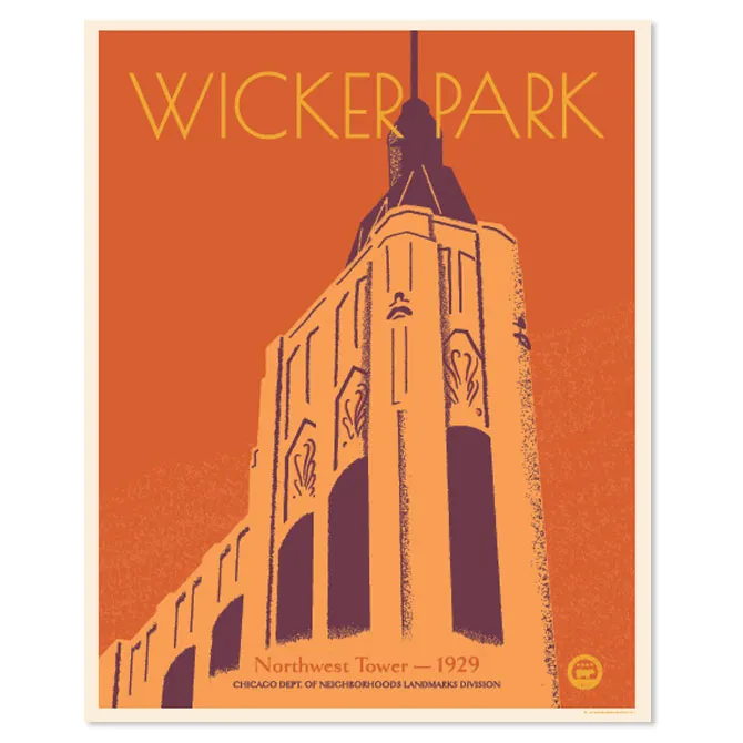 Chicago Neighborhood WPA-Style Tourism 16" x 20" Poster