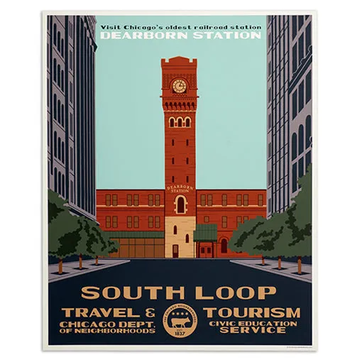 Chicago Neighborhood WPA-Style Tourism 16" x 20" Poster