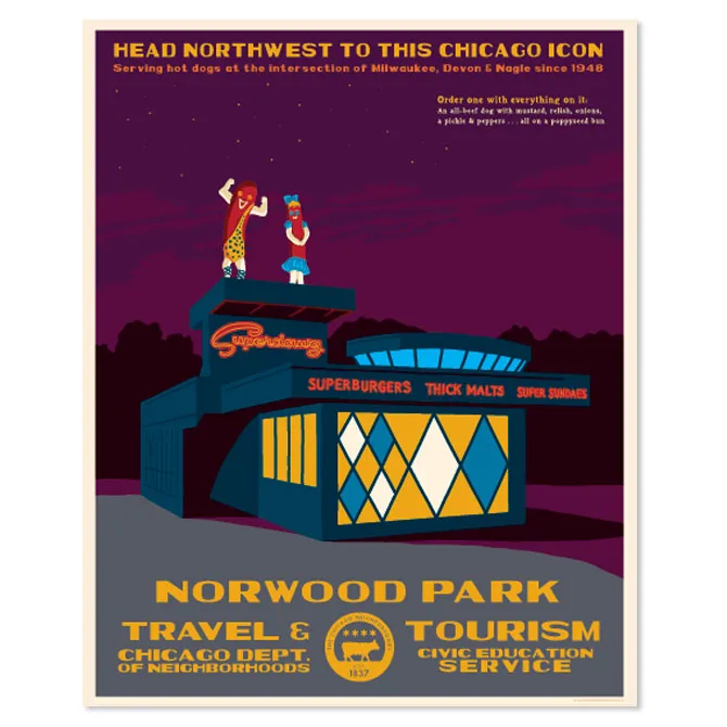 Chicago Neighborhood WPA-Style Tourism 16" x 20" Poster