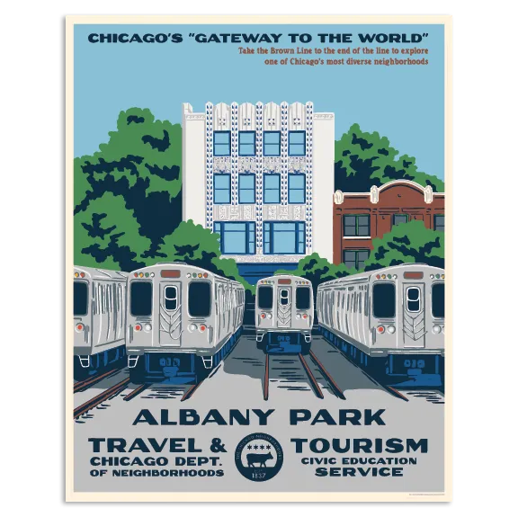 Chicago Neighborhood WPA-Style Tourism 16" x 20" Poster
