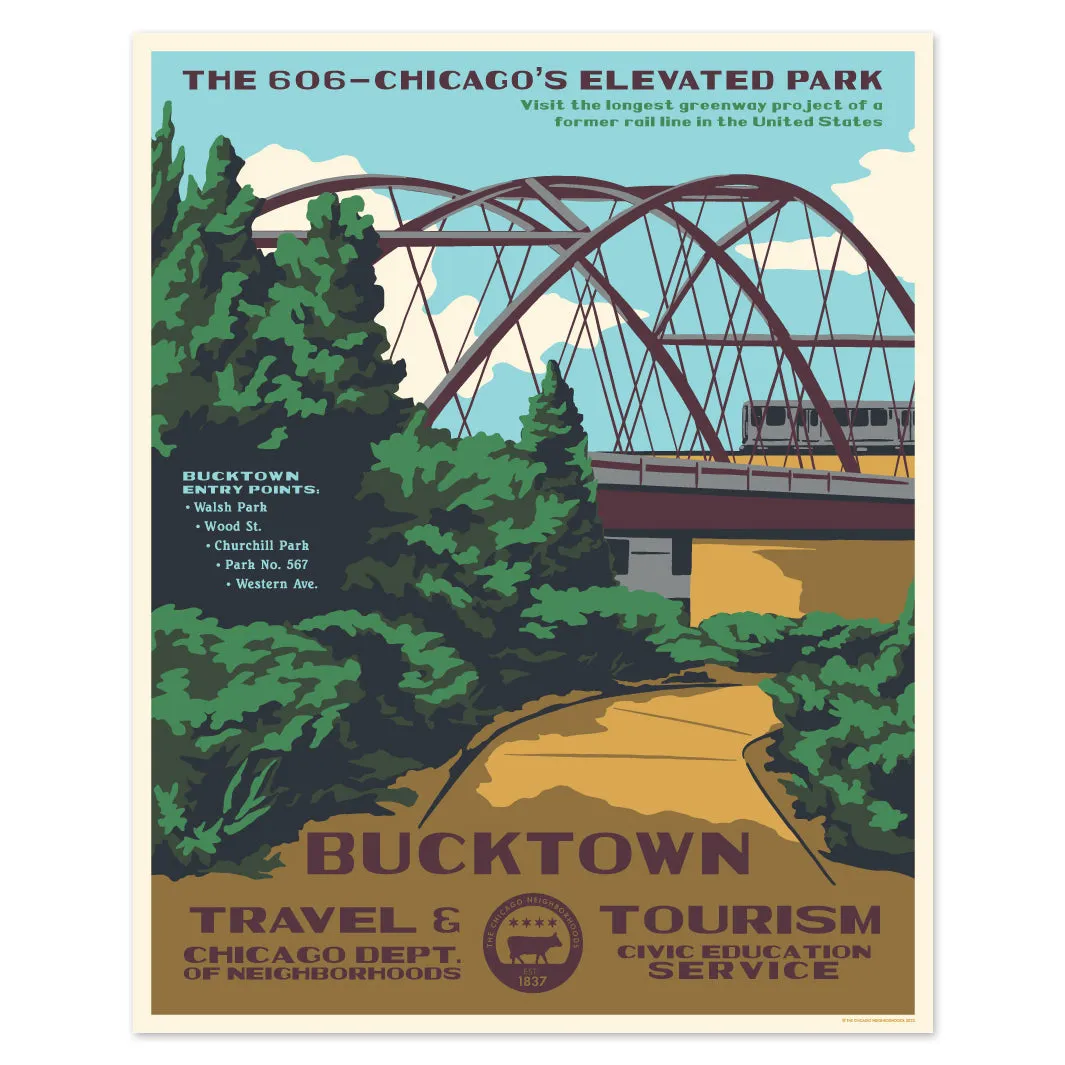 Chicago Neighborhood WPA-Style Tourism 16" x 20" Poster