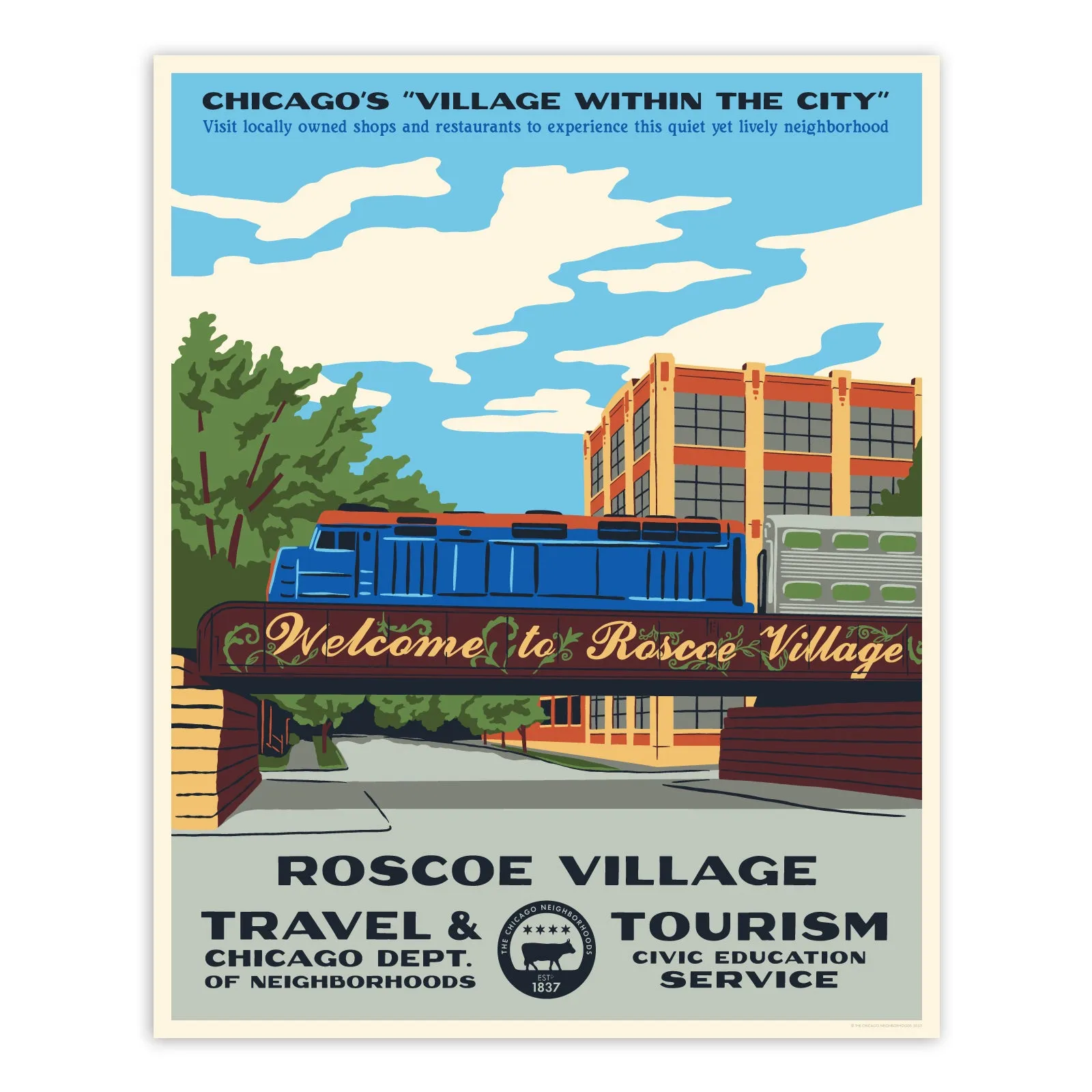 Chicago Neighborhood WPA-Style Tourism 16" x 20" Poster