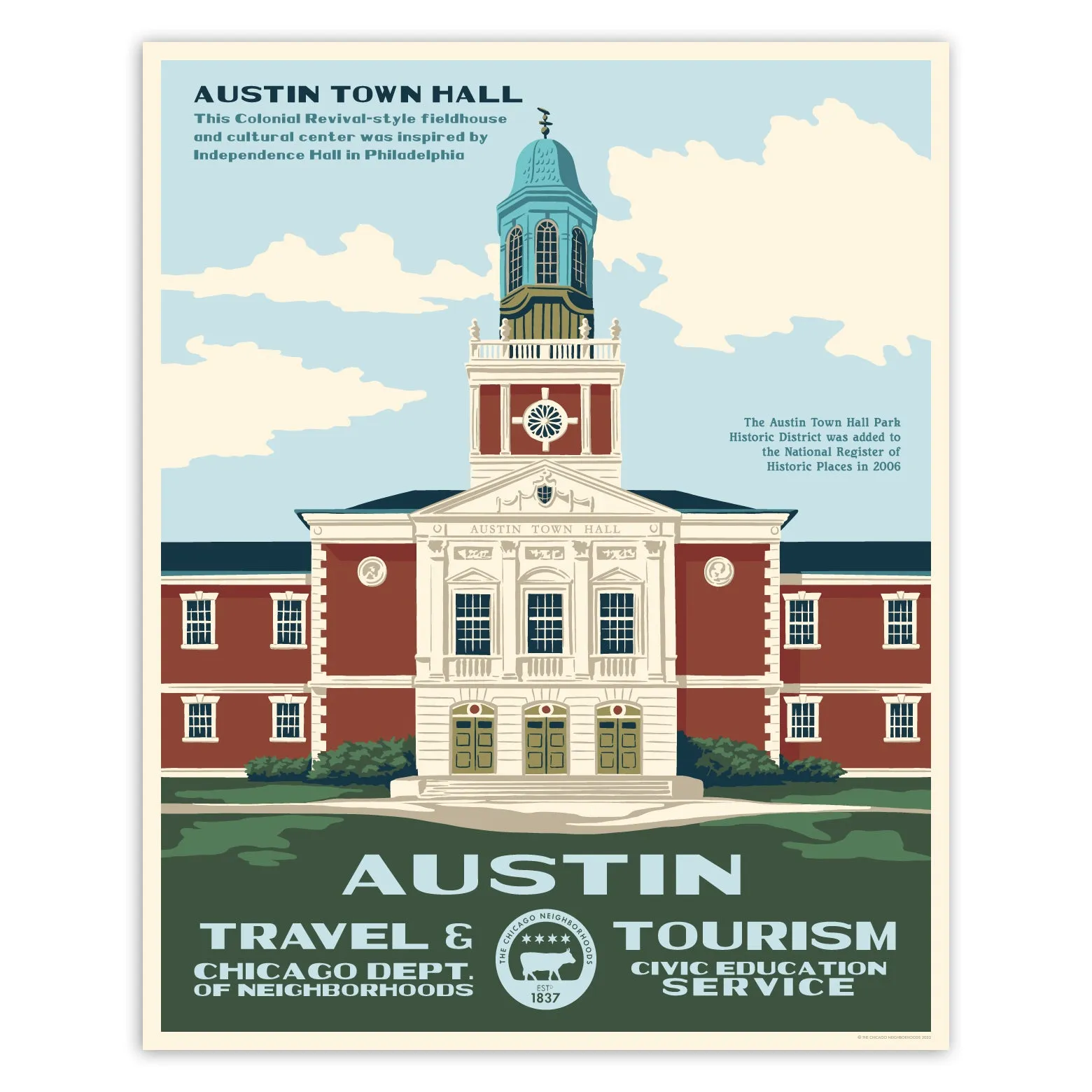 Chicago Neighborhood WPA-Style Tourism 16" x 20" Poster