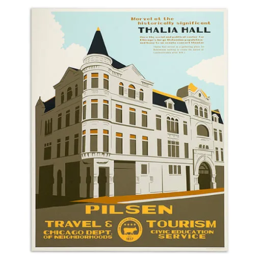 Chicago Neighborhood WPA-Style Tourism 16" x 20" Poster