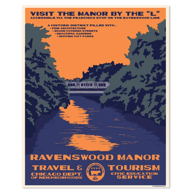 Chicago Neighborhood WPA-Style Tourism 16" x 20" Poster