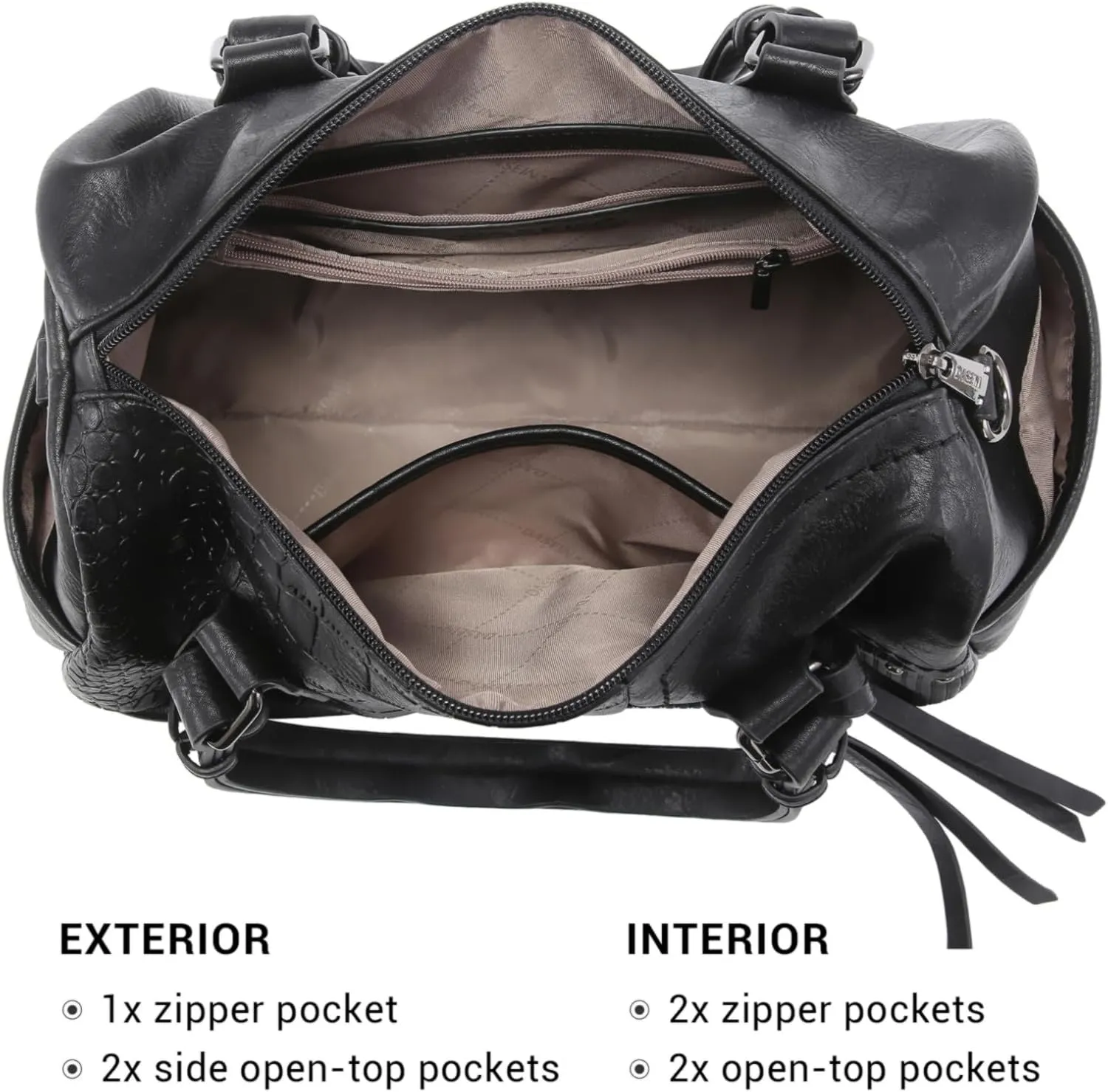 Dasein Women Soft Vegan Leather Barrel Bags Large Hobo Top Handle Work Totes Satchel Handbags Shoulder Purse