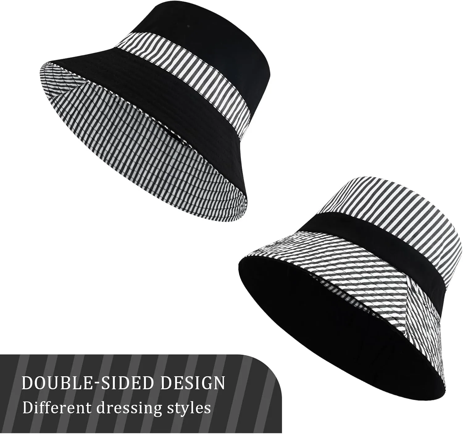 DOCILA Bucket Hats for Women Trendy Print Reversible Bucket Hat Packable All Season Fisherman Sun Caps
