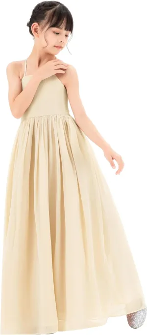 ekidsbridal Spaghetti-Strap Chiffon A-Line Flower Girl Dresses for Beauty Pageants CHA