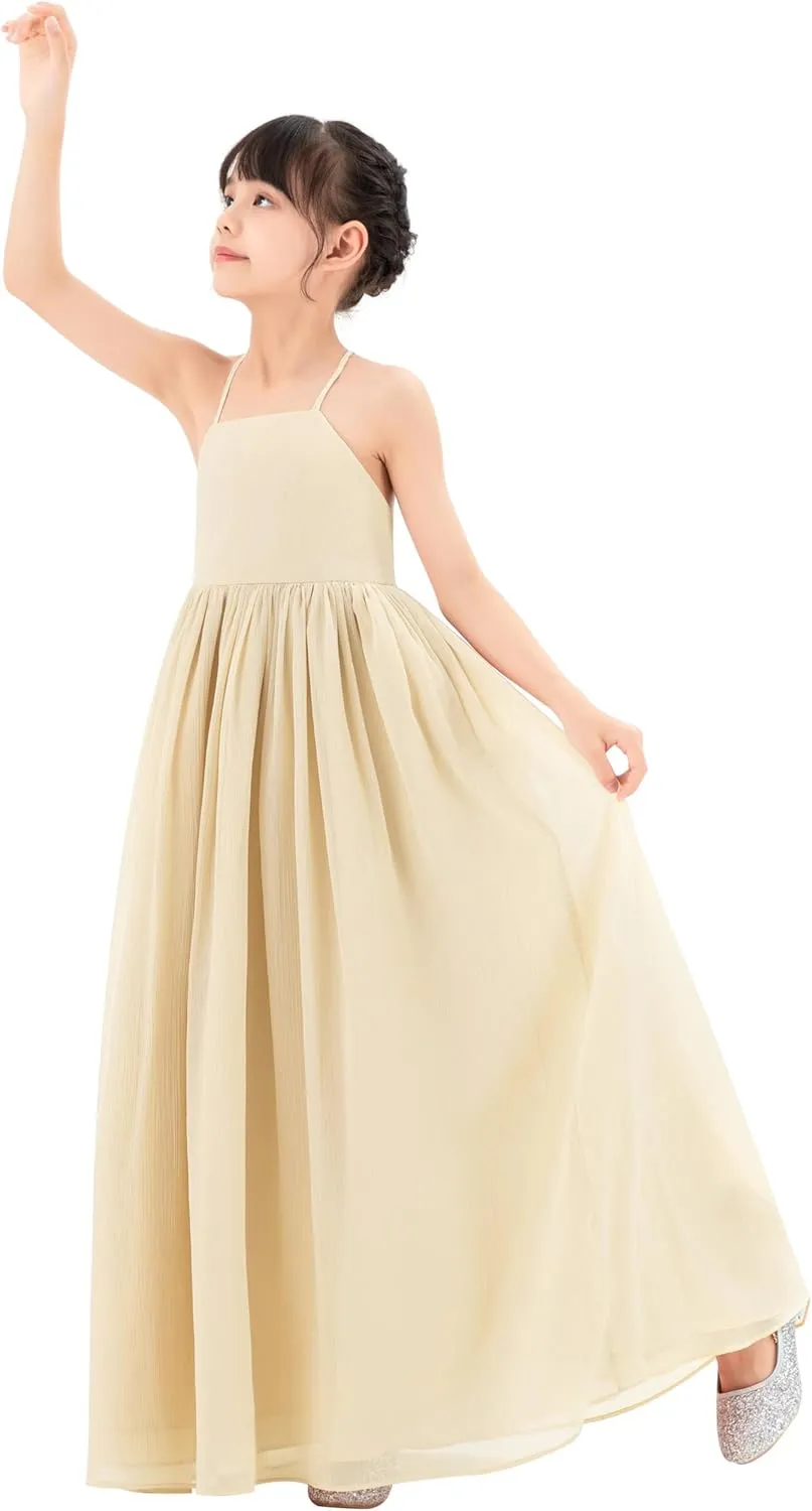 ekidsbridal Spaghetti-Strap Chiffon A-Line Flower Girl Dresses for Beauty Pageants CHA