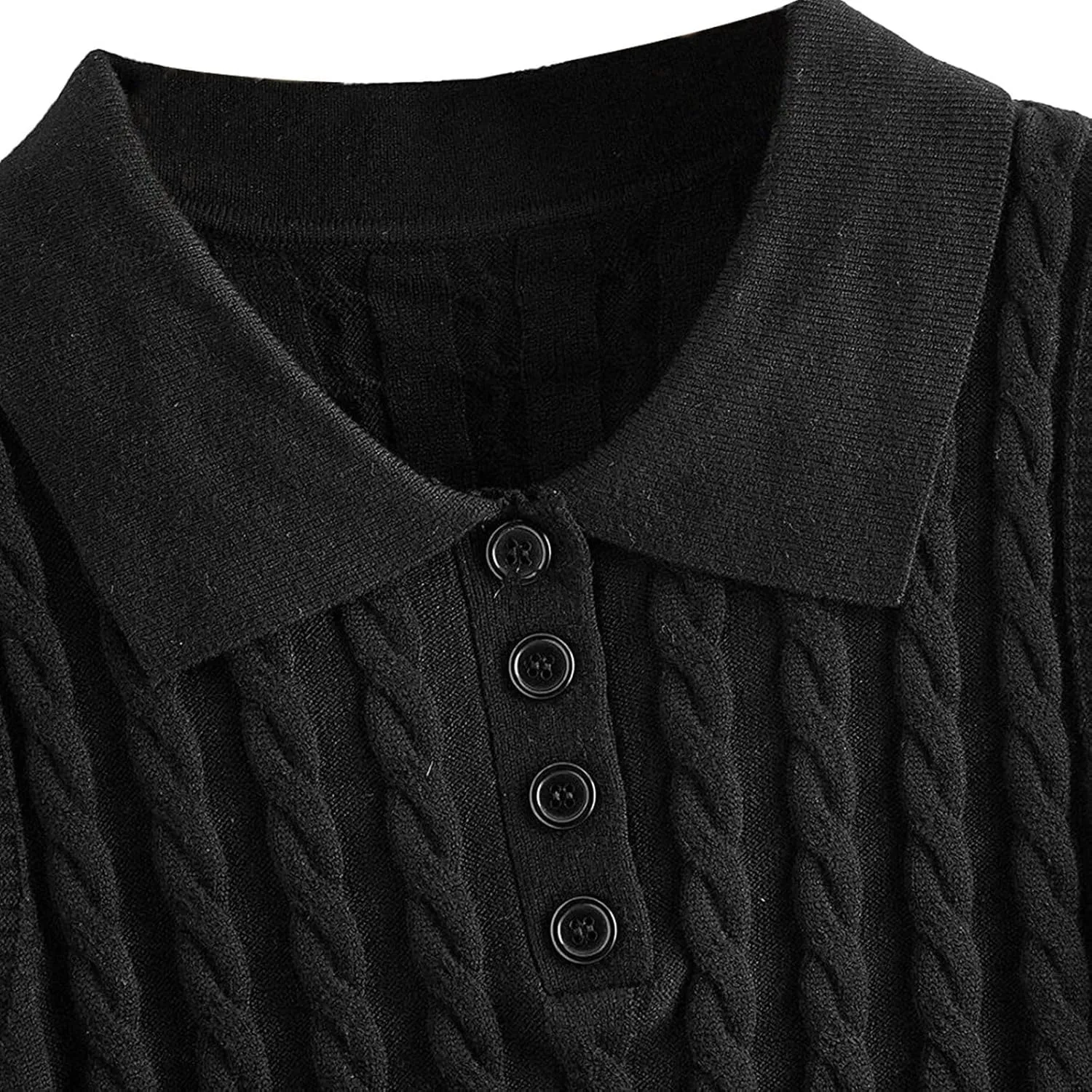 Elegant Women's Polo Collar Cable Knit Vest Sleeveless Button Down Knitted Top Stylish for Office and Casual Looks