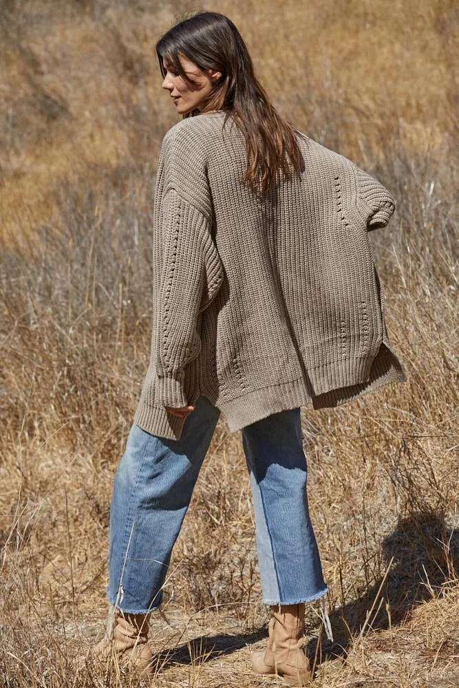 Emma Knit Cardigan Sweater in Taupe