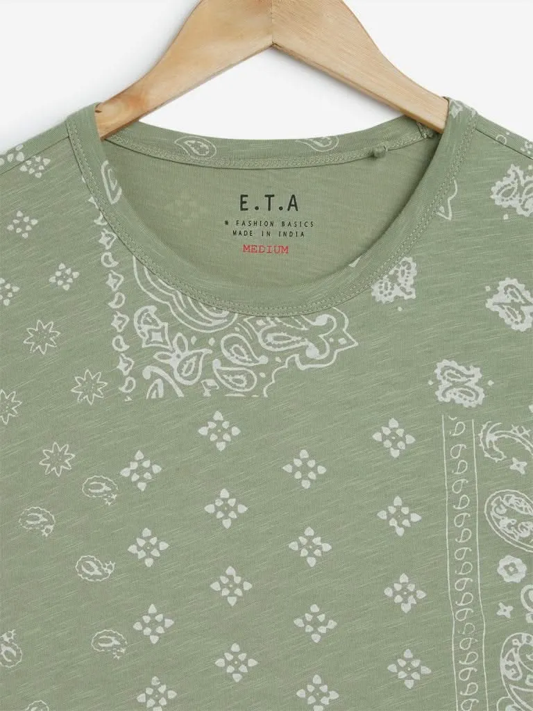 ETA Sage Paisley Design Slim-Fit T-Shirt