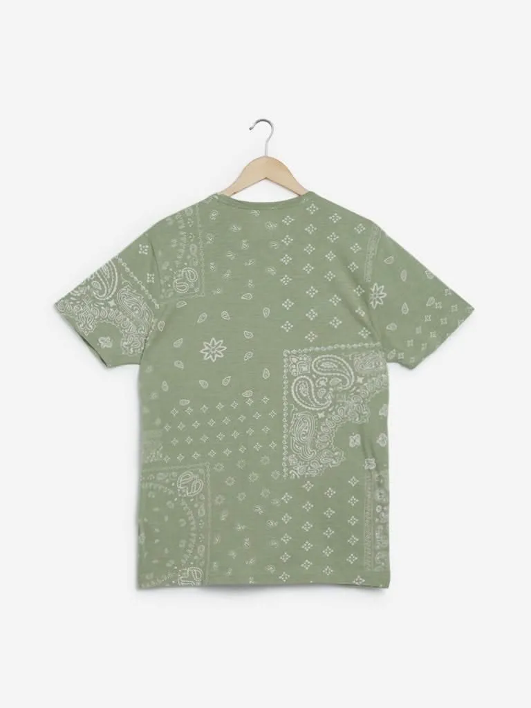 ETA Sage Paisley Design Slim-Fit T-Shirt