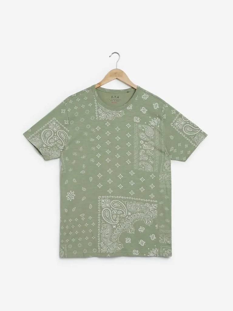 ETA Sage Paisley Design Slim-Fit T-Shirt
