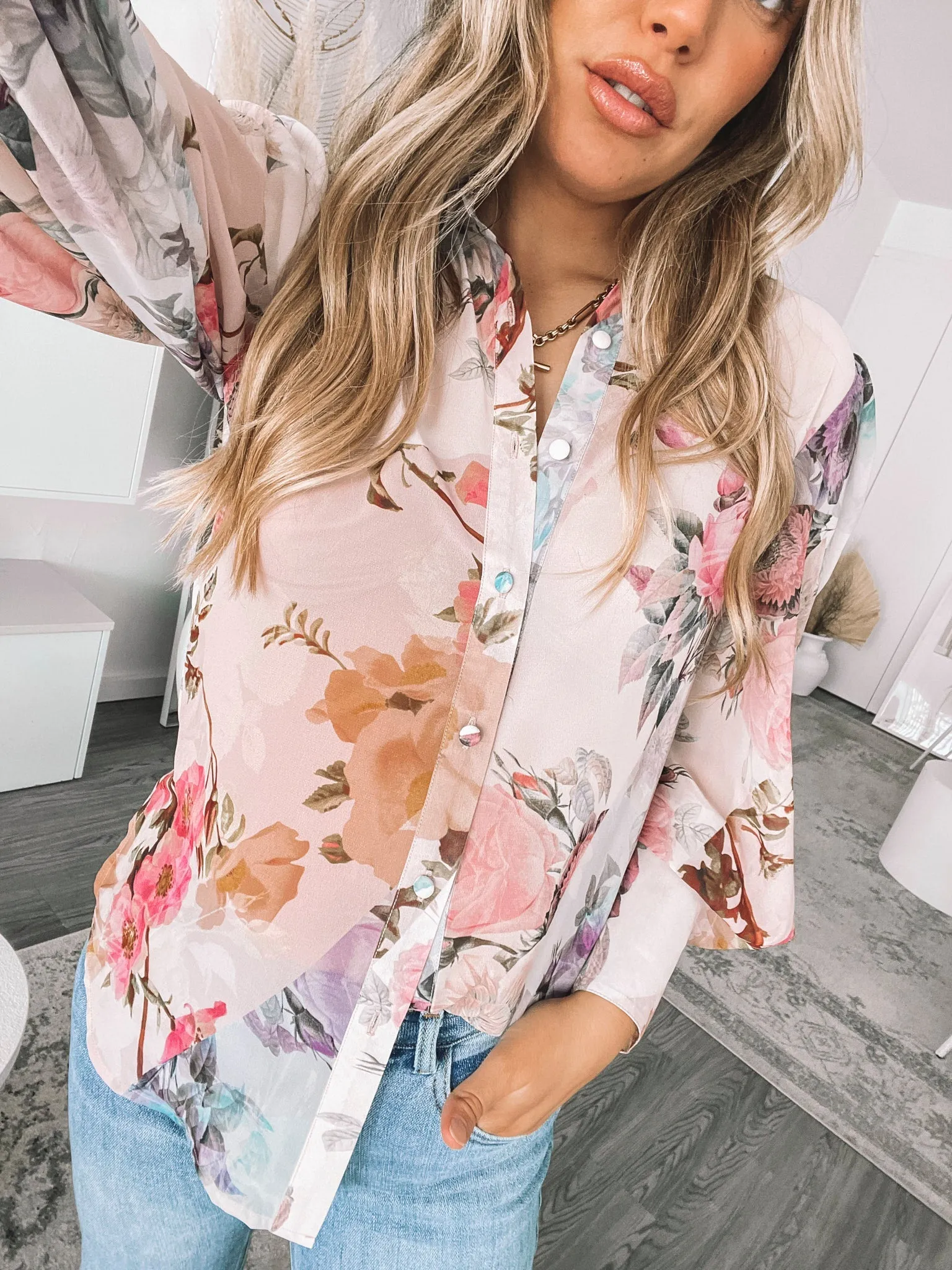 Fleet Blouse - Pink Patchwork Print