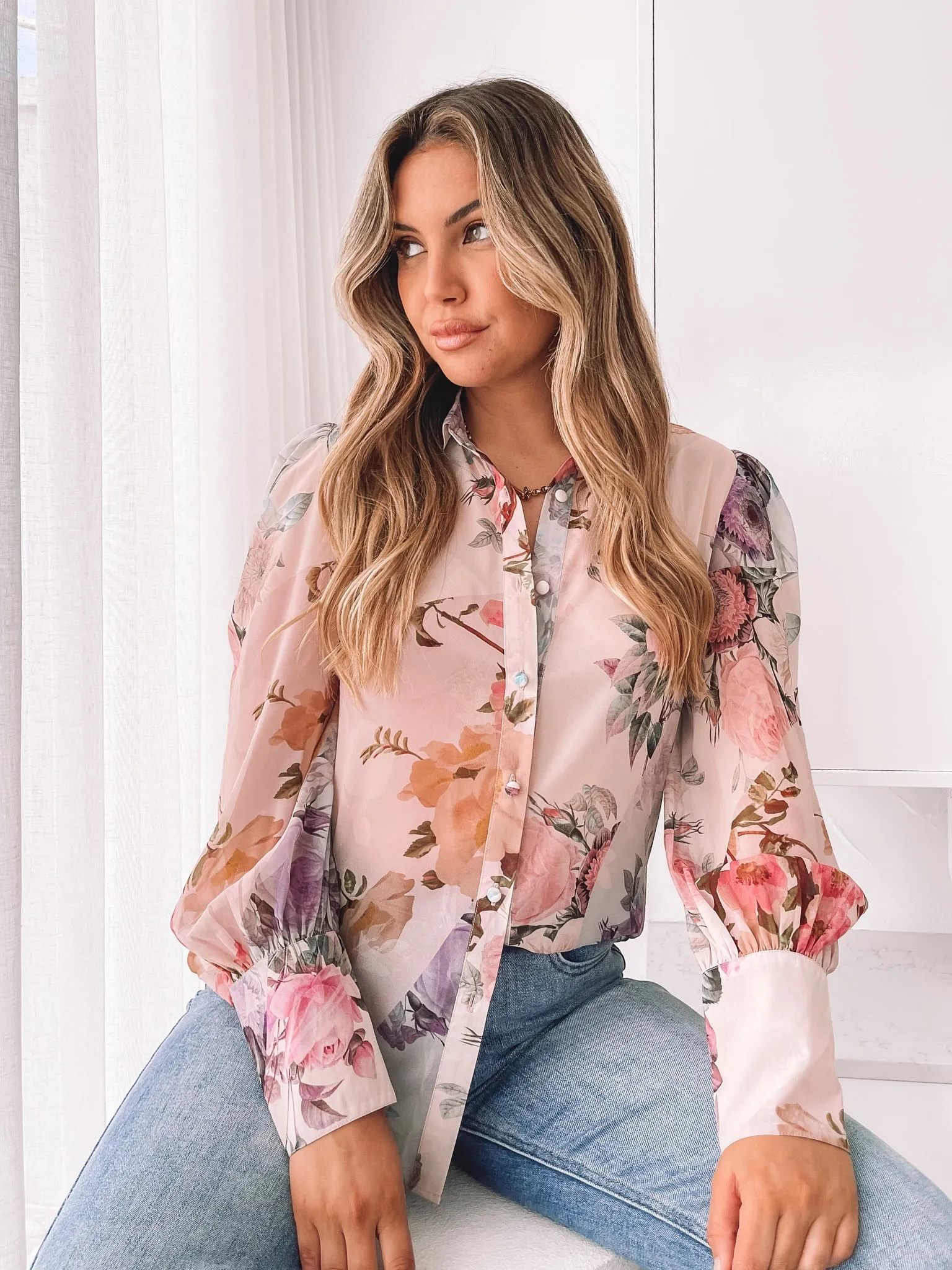 Fleet Blouse - Pink Patchwork Print