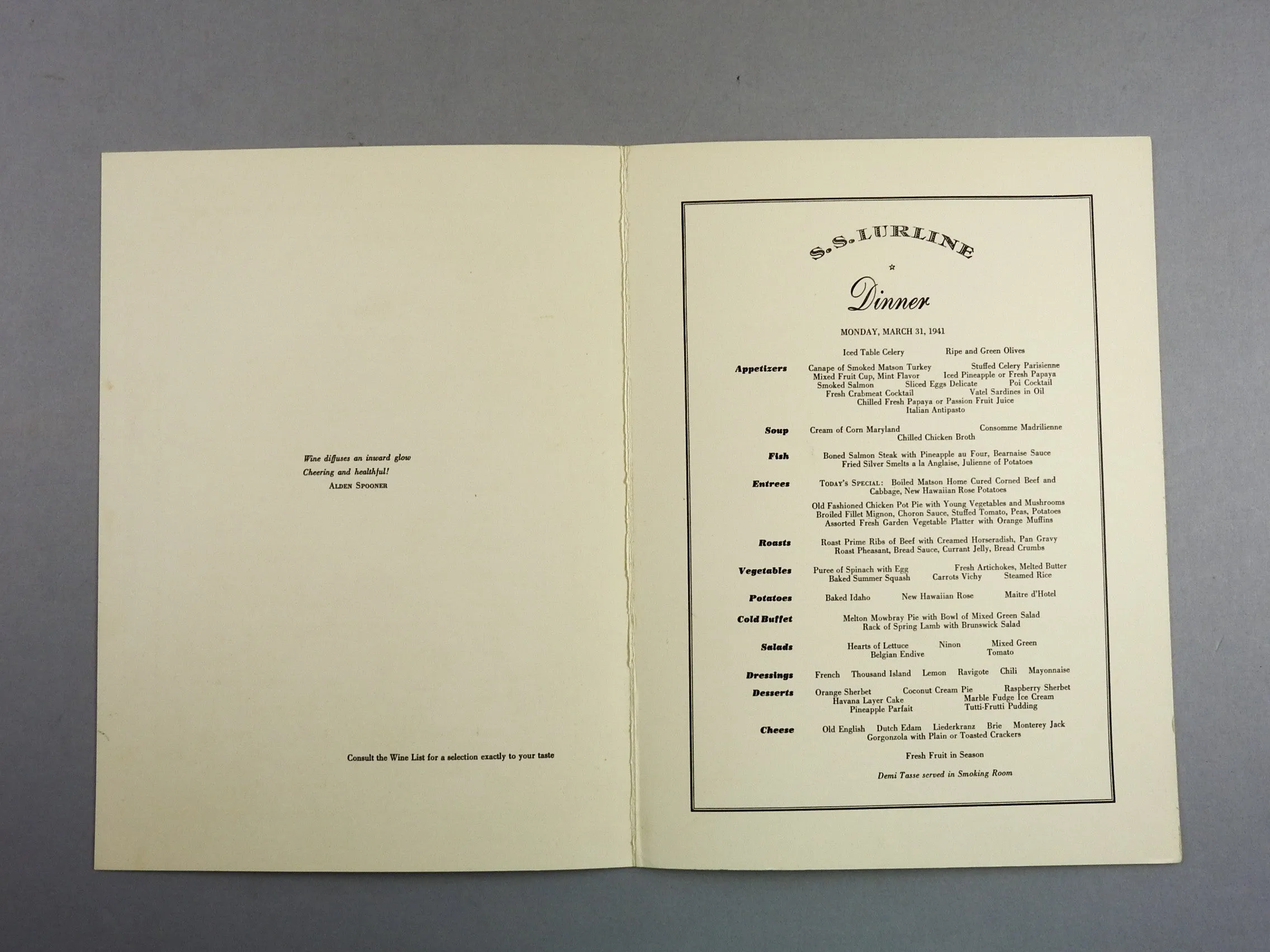 Graphic & Vibrant Vintage Hawaiian Print  Menu 1941