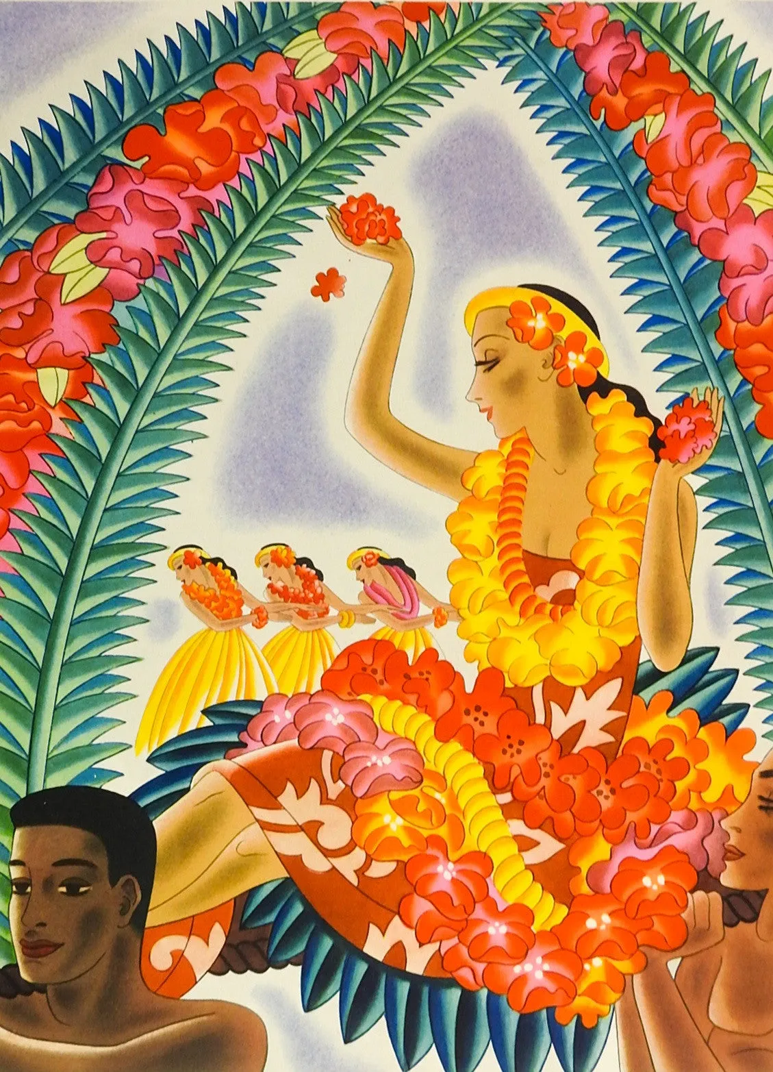Graphic & Vibrant Vintage Hawaiian Print  Menu 1941