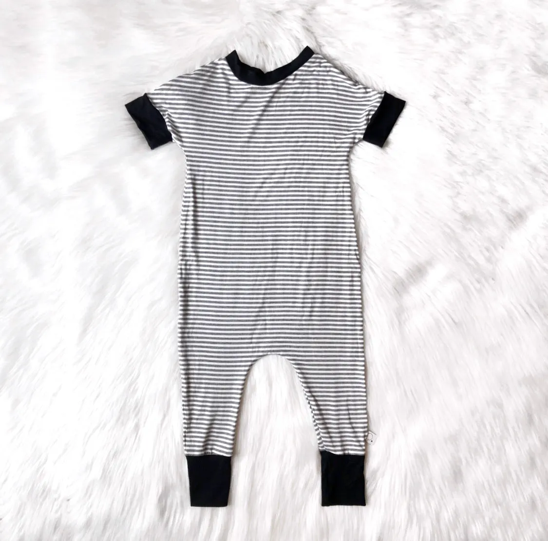 Grey Striped Tee Romper