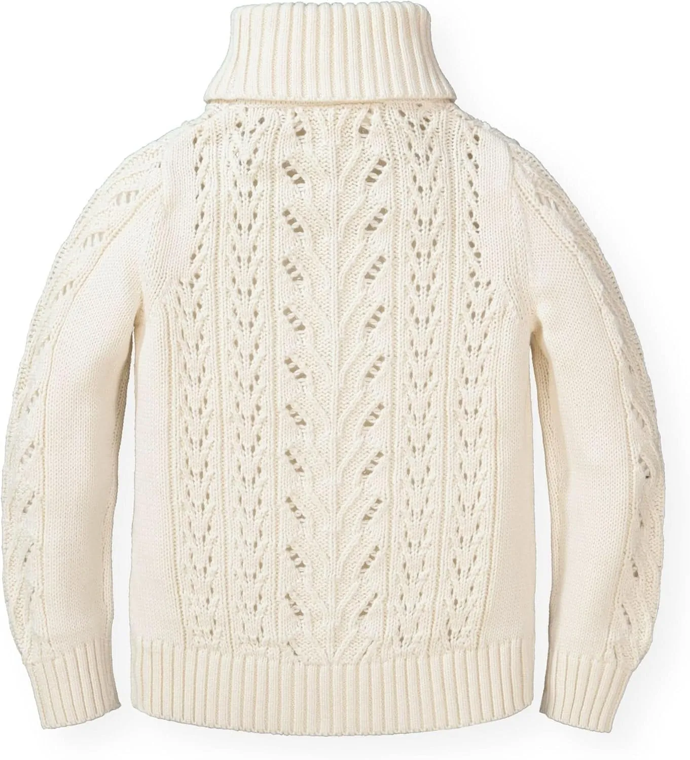 Hope & Henry Girls' Cable Knit Raglan Turtleneck Sweater