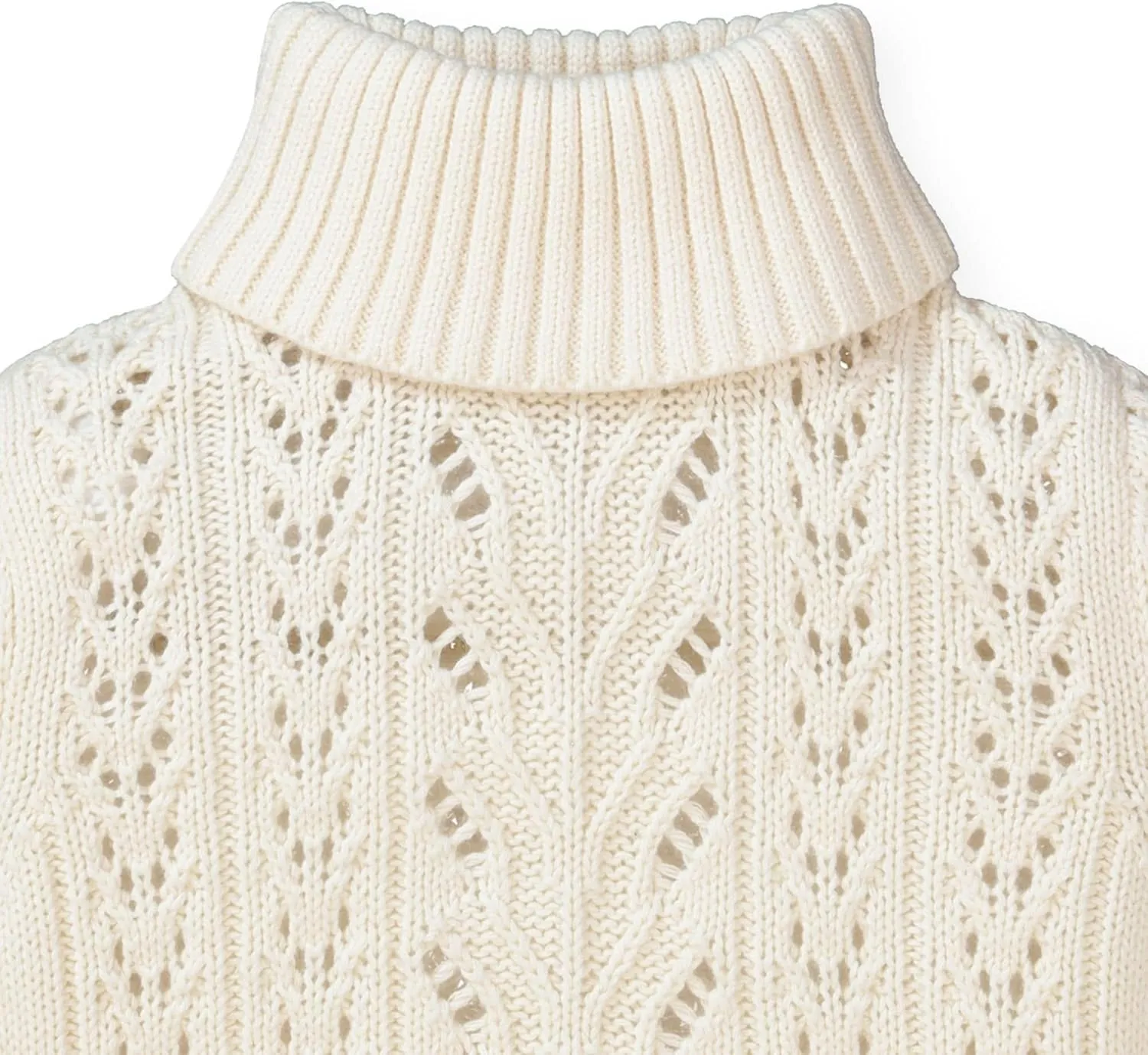 Hope & Henry Girls' Cable Knit Raglan Turtleneck Sweater
