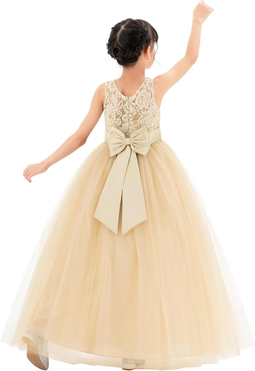 Illusion Lace Flower Girl Dresses for Pageant Occasions Junior Bridesmaid 331
