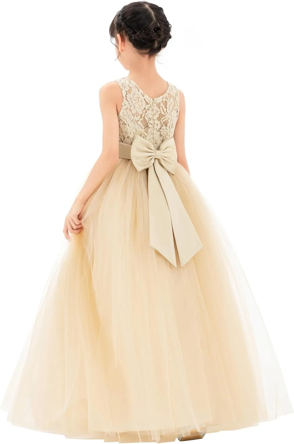 Illusion Lace Flower Girl Dresses for Pageant Occasions Junior Bridesmaid 331