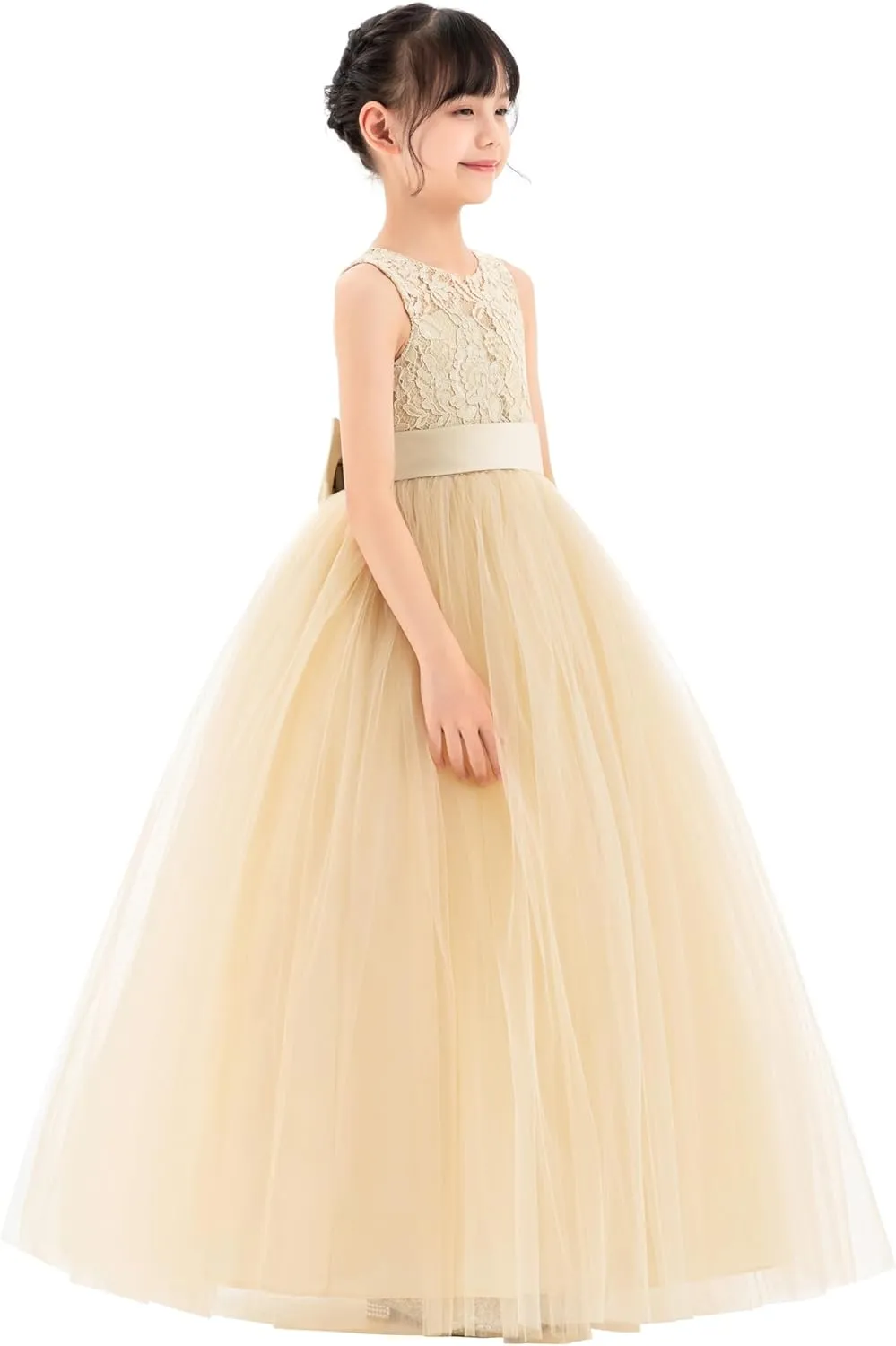 Illusion Lace Flower Girl Dresses for Pageant Occasions Junior Bridesmaid 331