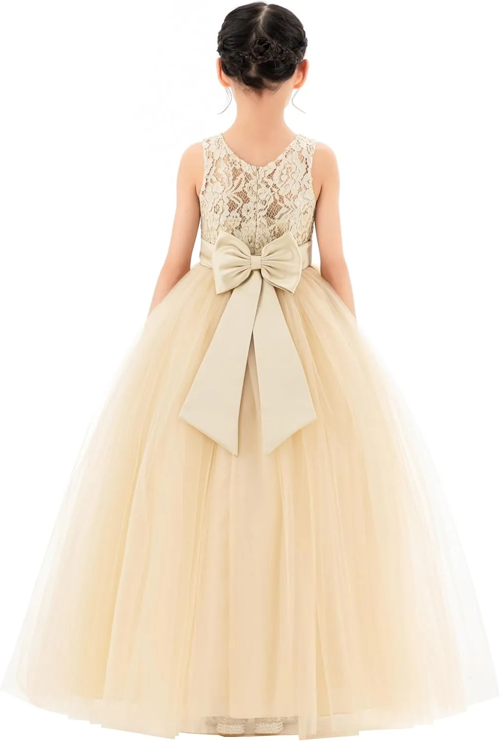 Illusion Lace Flower Girl Dresses for Pageant Occasions Junior Bridesmaid 331
