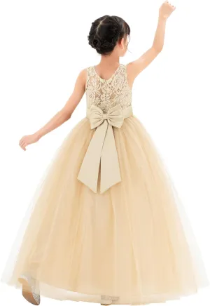 Illusion Lace Flower Girl Dresses for Pageant Occasions Junior Bridesmaid 331