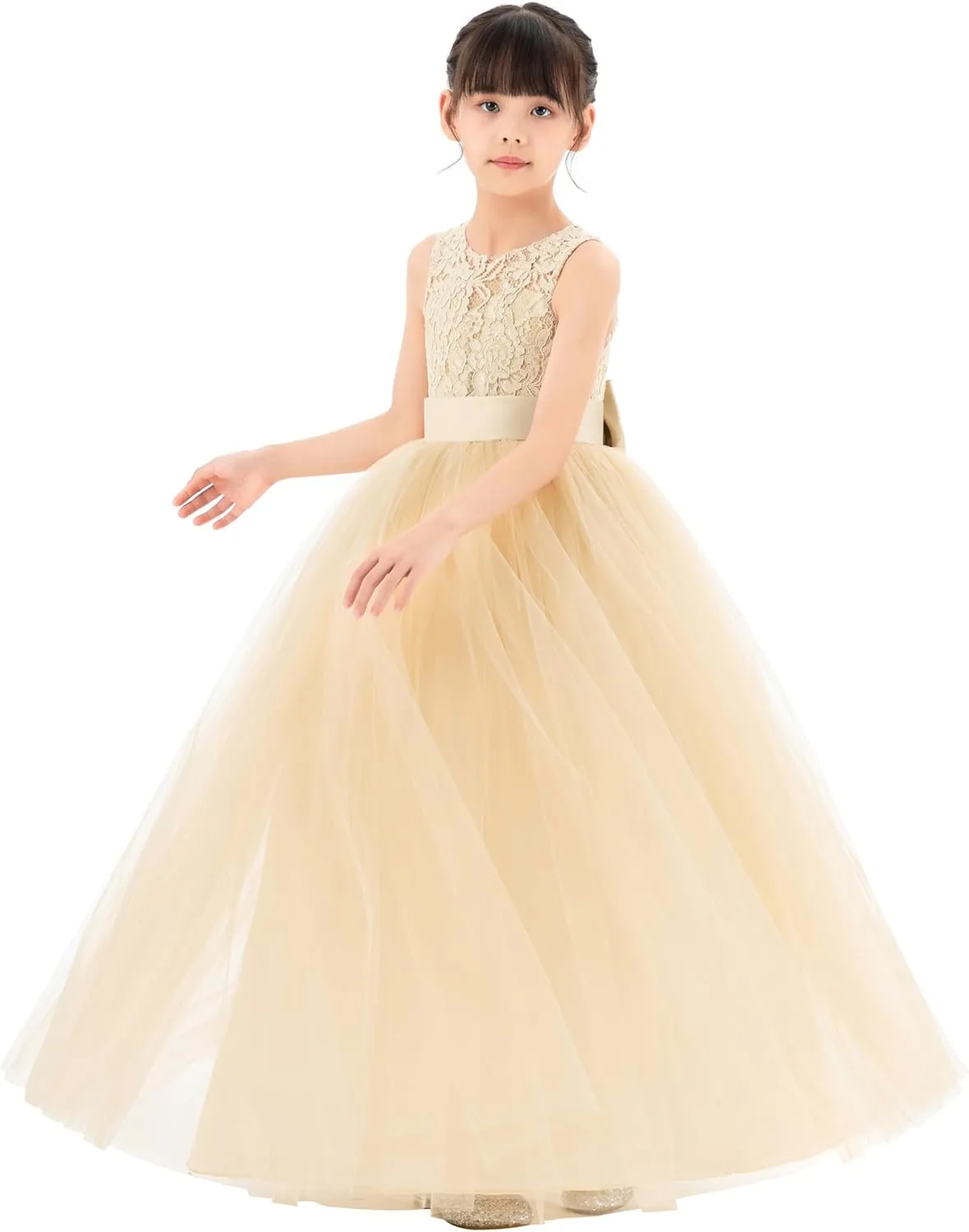 Illusion Lace Flower Girl Dresses for Pageant Occasions Junior Bridesmaid 331