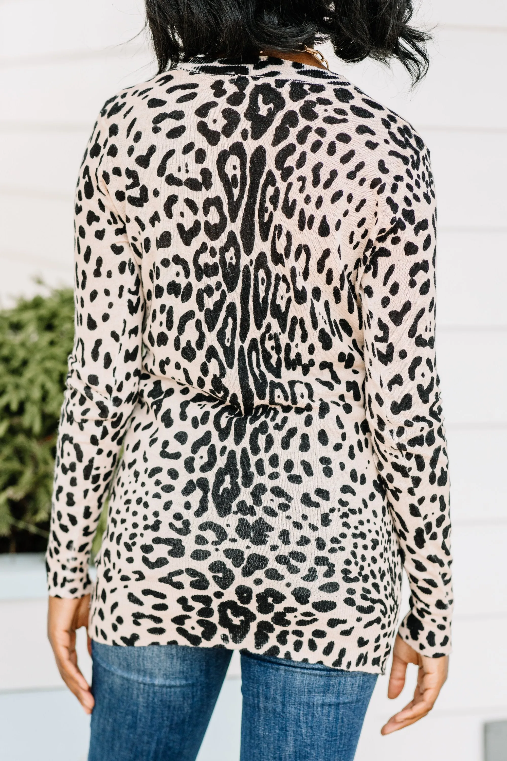 It's A Must Sand Brown Leopard Cardigan