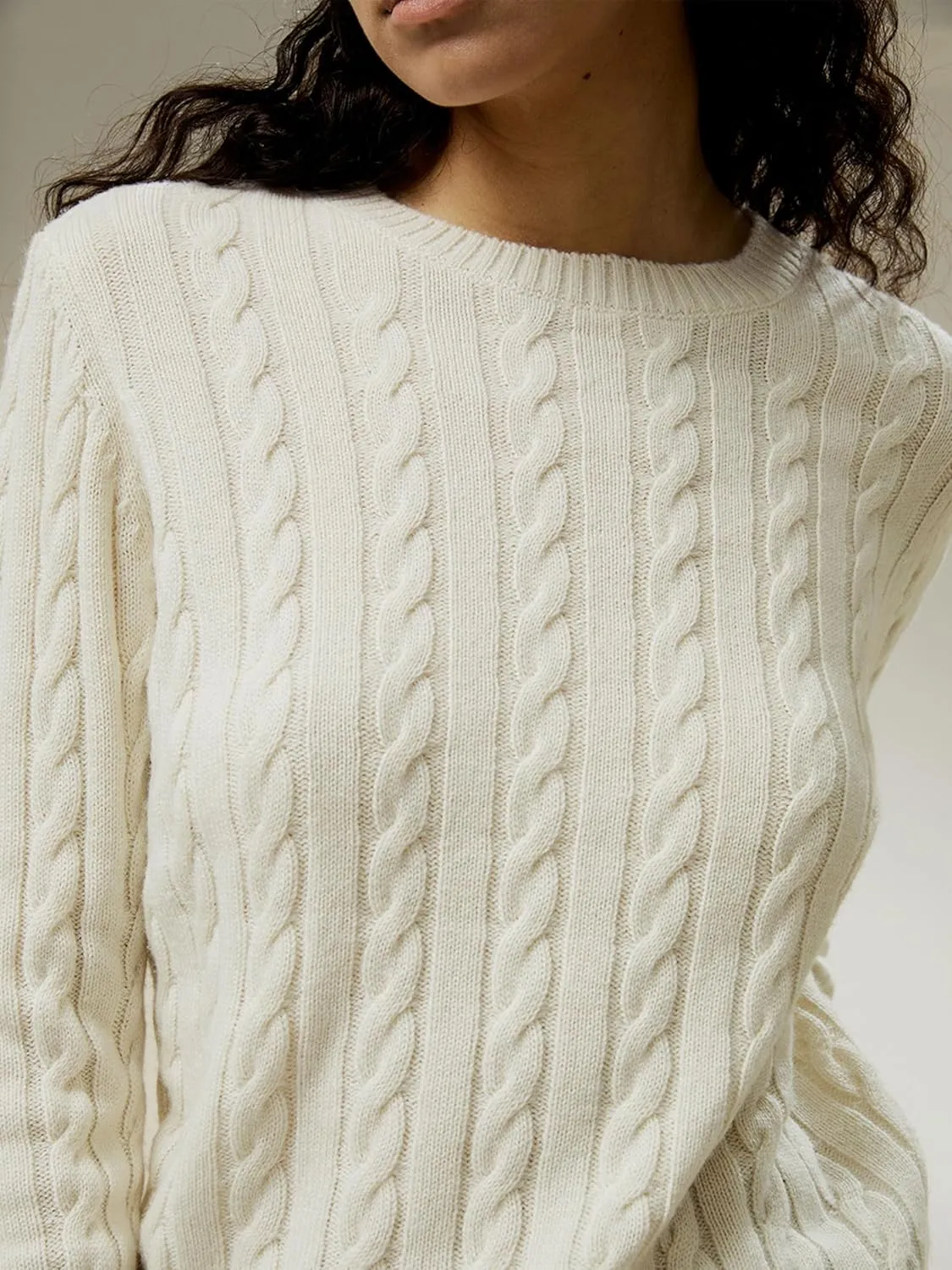 LilySilk Wool Cashmere Sweater for Women Basic Classic Ladies' Pullover Preppy Style Ribbed Cable Knit Fall Winter Top