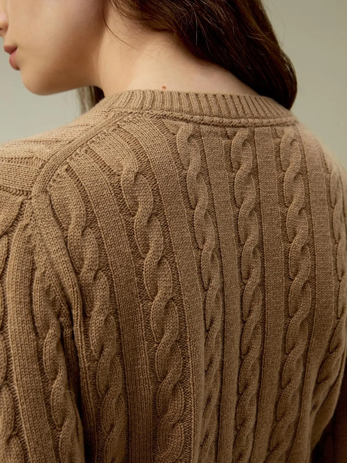 LilySilk Wool Cashmere Sweater for Women Basic Classic Ladies' Pullover Preppy Style Ribbed Cable Knit Fall Winter Top
