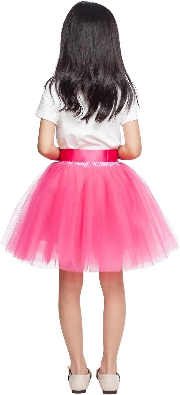 Little Girl Tutu Skirt A Line 7 Layers Tulle Skirt Party Princess Dance Tutus for Girls 4T -6T