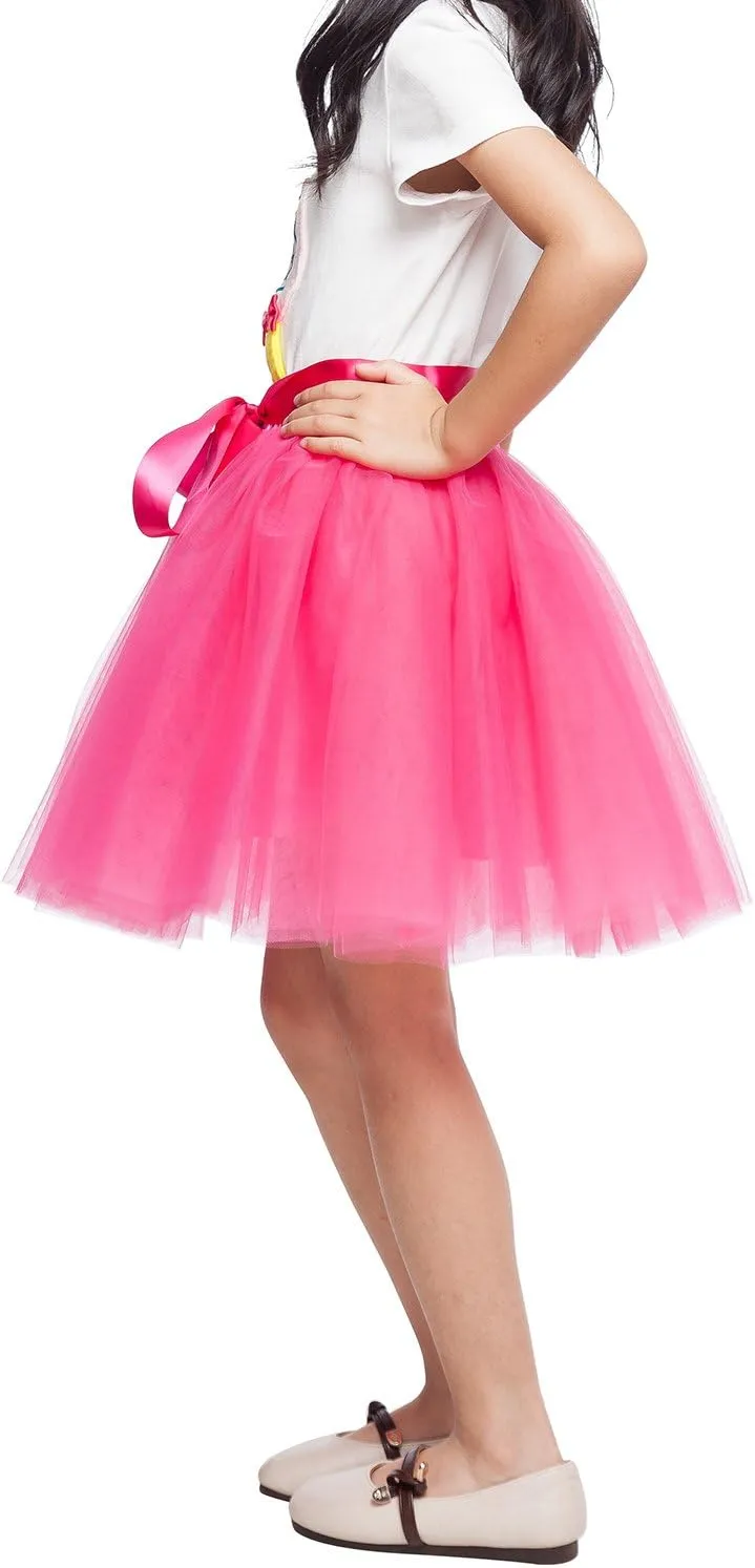 Little Girl Tutu Skirt A Line 7 Layers Tulle Skirt Party Princess Dance Tutus for Girls 4T -6T