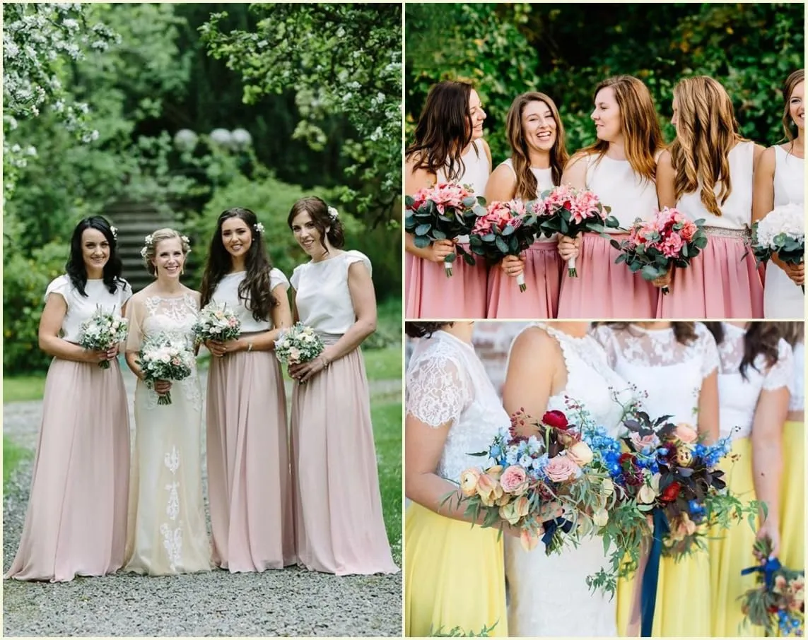 Long Maxi Floor Lengh Chiffon Skirt Elastic High Waist Bridesmaid Skirt