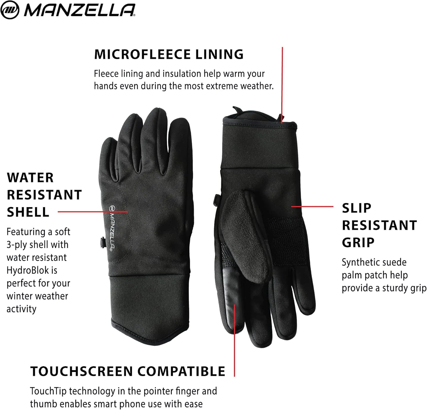 Manzella Women's All Elements 3.0 Cold Weather Sports Glove, Waterproof, Windproof, Touchscreen Capable